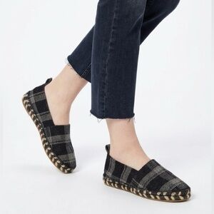 PROENZA SCHOULER BLACK GRAY PLAID ESPADRILLE FLATS SIZE 40 ( USA9.5 )